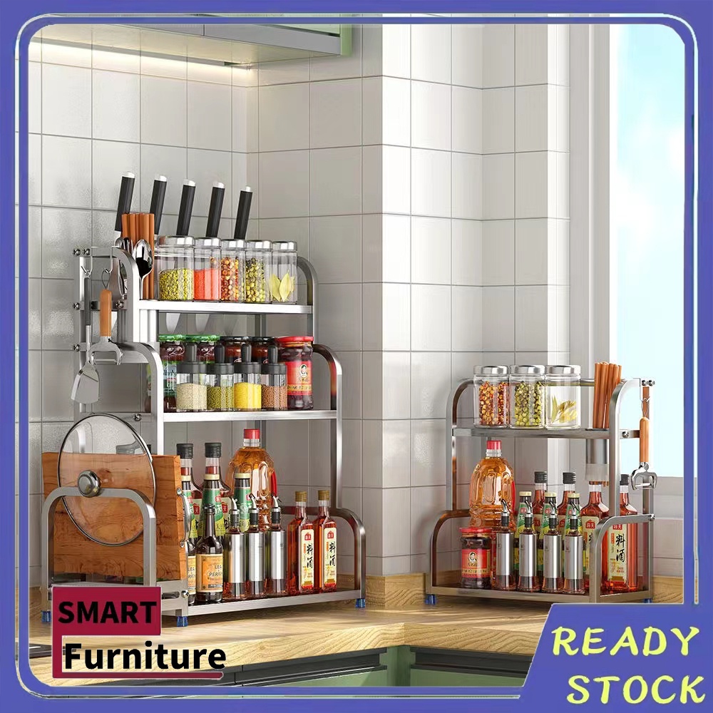 COD 3 Tier Stainless Steel Seasoning Rack Rust-Proof Dish Drainer ...