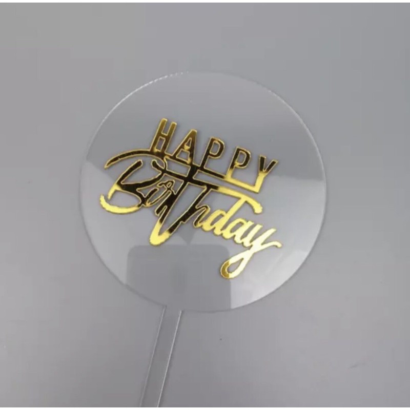 Clear Acrylic Round Shaped Happy birthday Cake Topper | Shopee Philippines