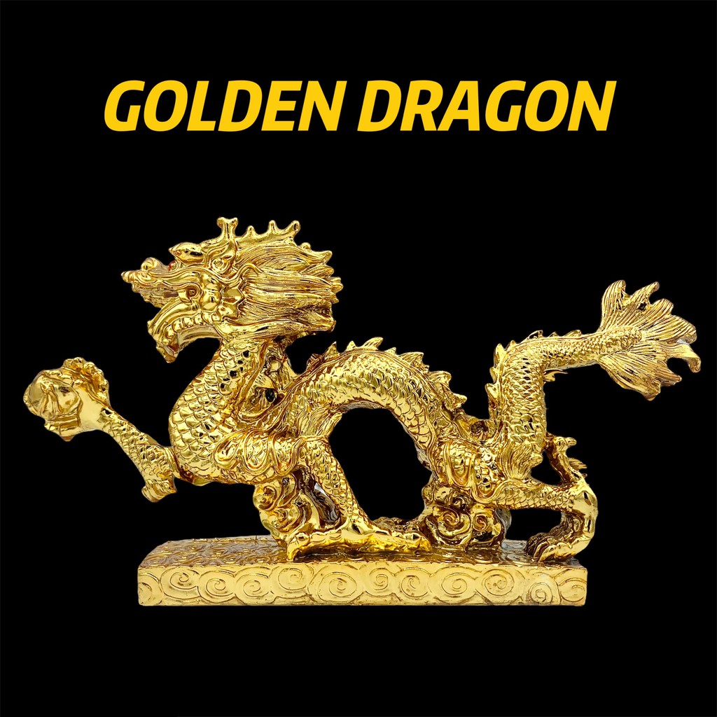 NEW Chinese Feng Shui Golden Dragon Figurine Statue for Luck And ...