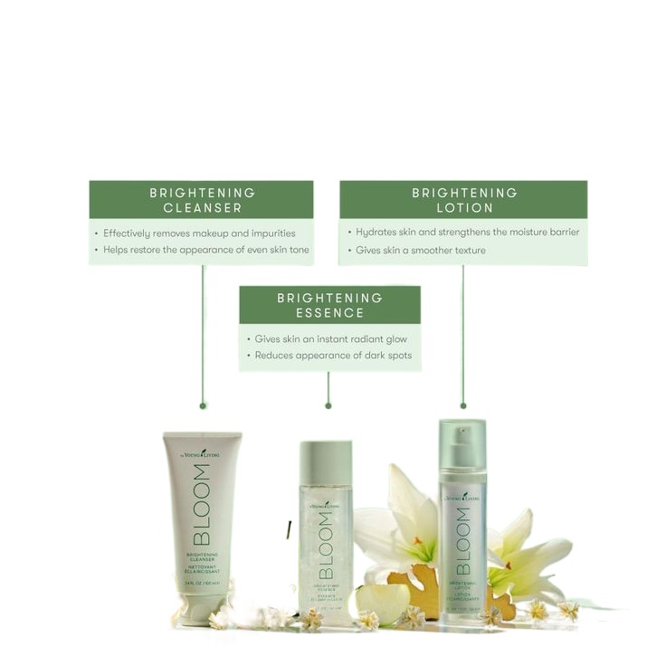 Authentic Young Living Bloom Brightening Set (Essense,Cleanser & Lotion