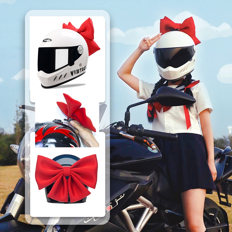 Helmet Female Bow Decorative Accessories For Motorcycle Quick Dismantling Personality Raimu