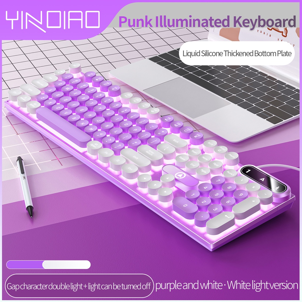 Gaming Keyboard Mechanical Feel Twocolor Chocolate Keycap Color Backlit Wired Keyboard Shopee