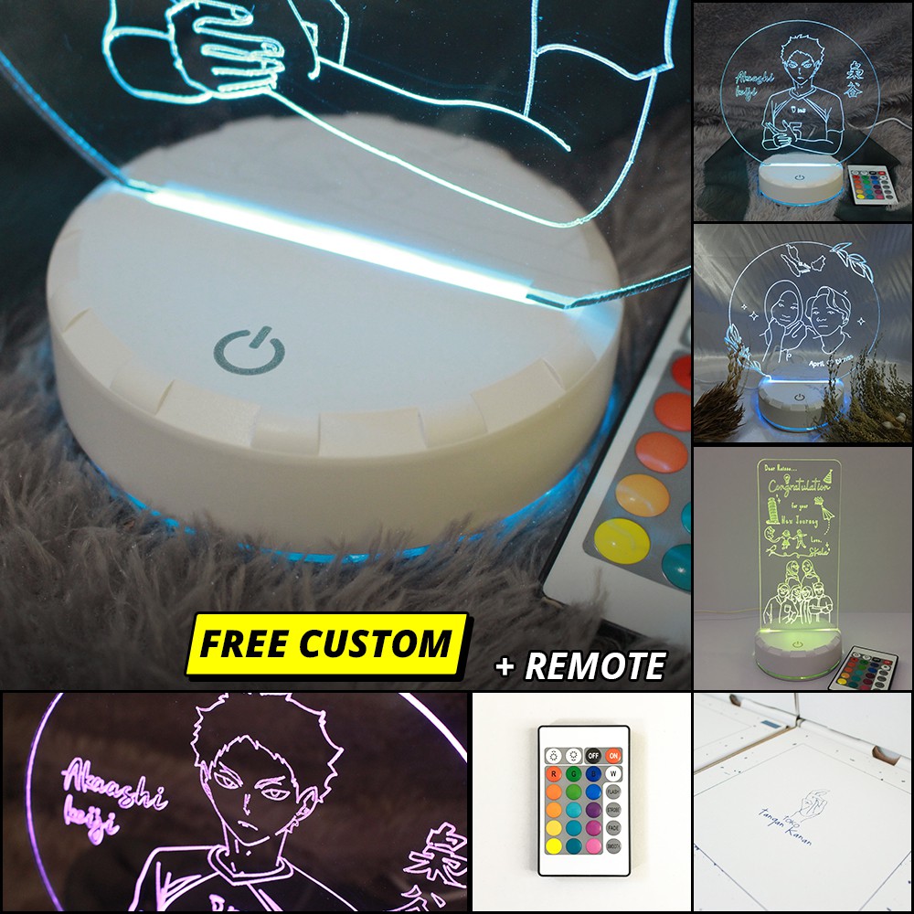 Custom ACRYLIC ACRYLIC LED Bed Lights 3D SEMI-POLYGON + REMOTE (FOTO ...