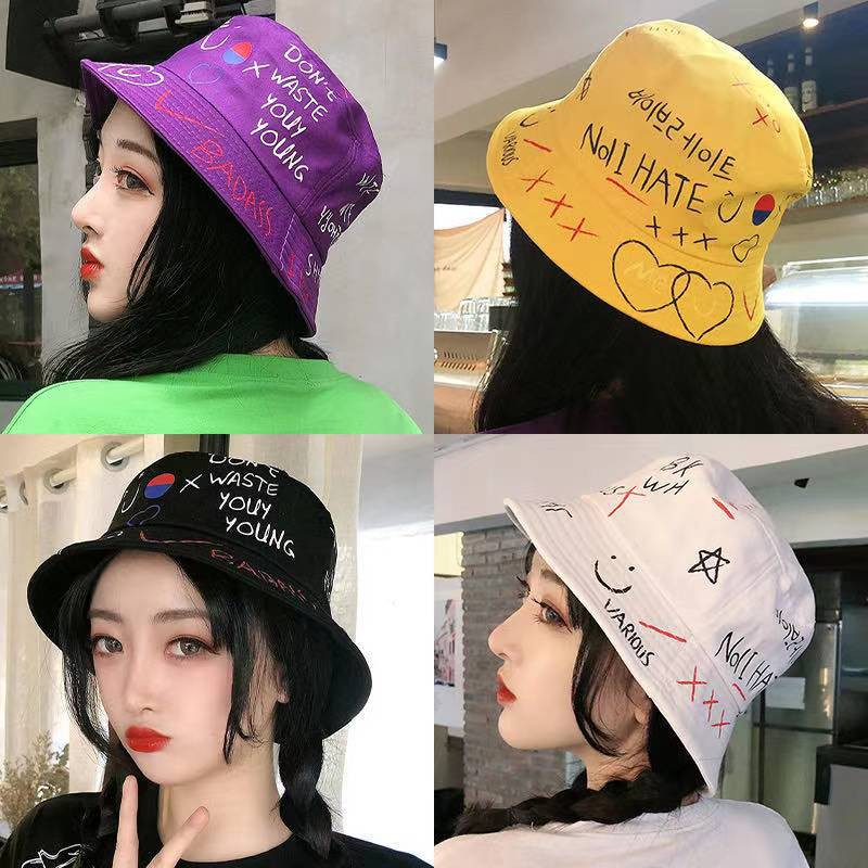 korean Fashion Graffiti Hip Hop Bucket Hat Unisex Fisherman s Hat good quality Shopee Philippines