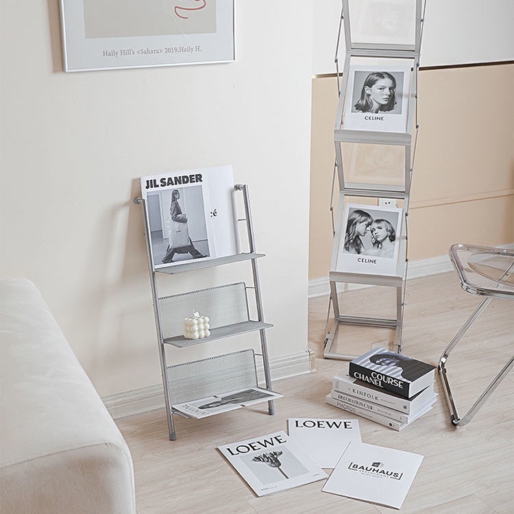 INS Style Bookshelf Wall Narrow Mid-Ancient CD Storage Rack Floor Multi ...