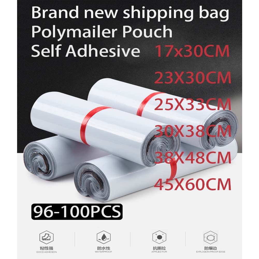 100 PCS plastic packaging percel bag courier plastic pouch shopping bag ...