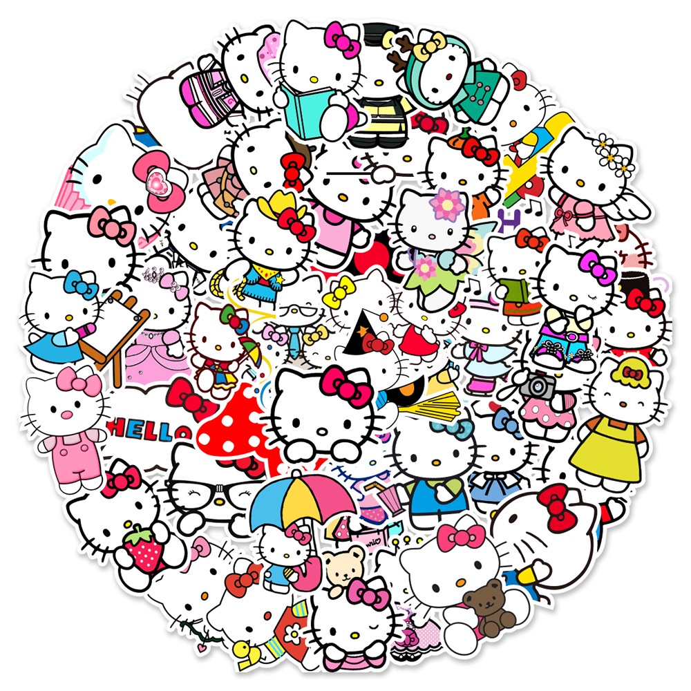 Y&P| Hello Kitty Stickes Cartoon Waterproof Graffiti Stickers Pack, 50 ...