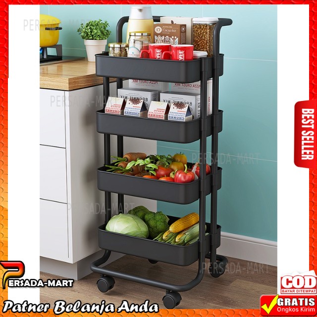 3 TIER TROLLEY RACK KITCHEN BATHROOM SALON CAFE TROLLEY WITH HANDLE ...