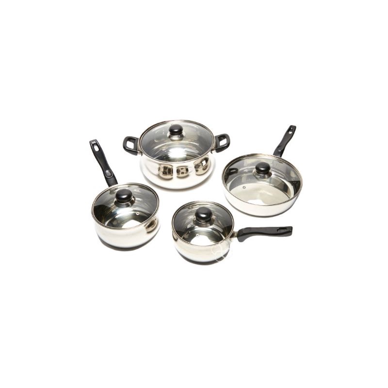 Oster Rametto 8-Piece Stainless Steel Kitchen Cookware Set with Glass Lids  - 20011274