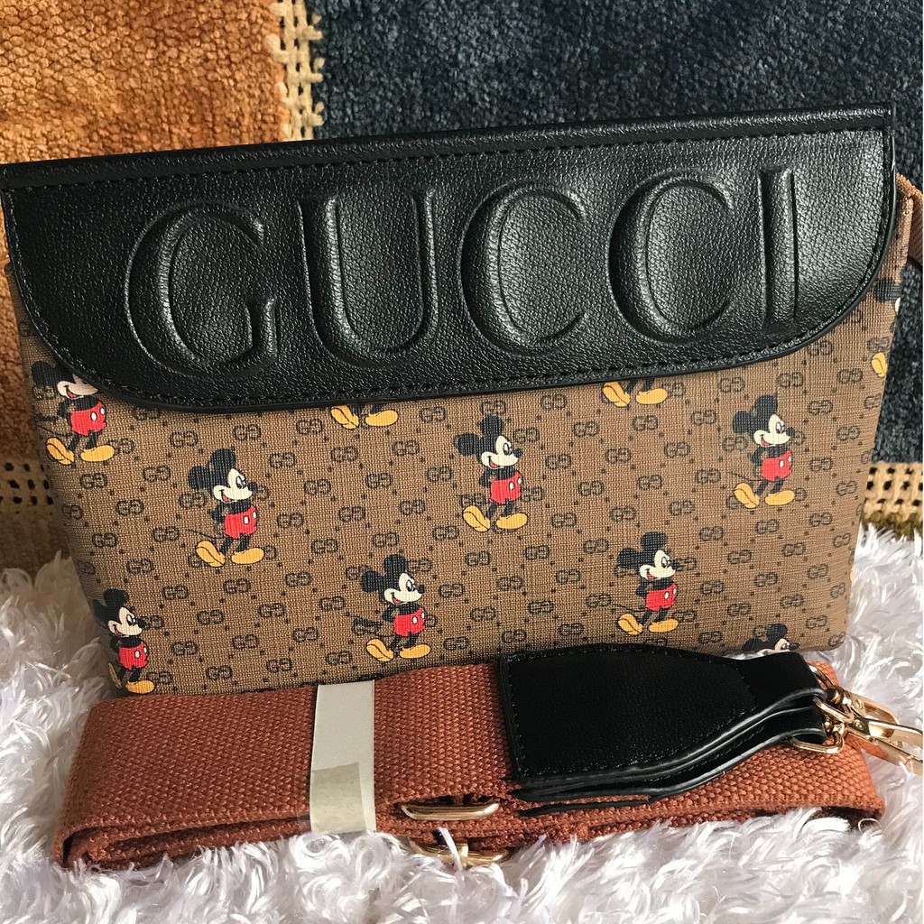 Gucci Sling Bag Mickey Mouse 43001 Black Shopee Philippines