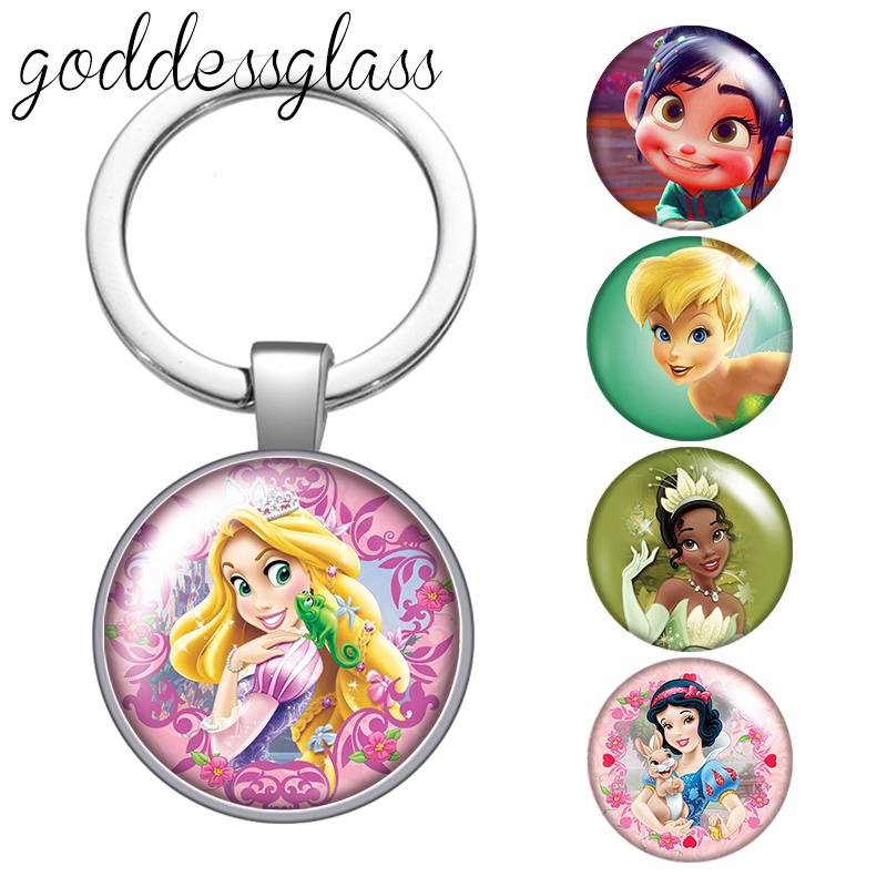 Princesses Tinkerbell Tiana snow white Vanellope glass cabochon ...