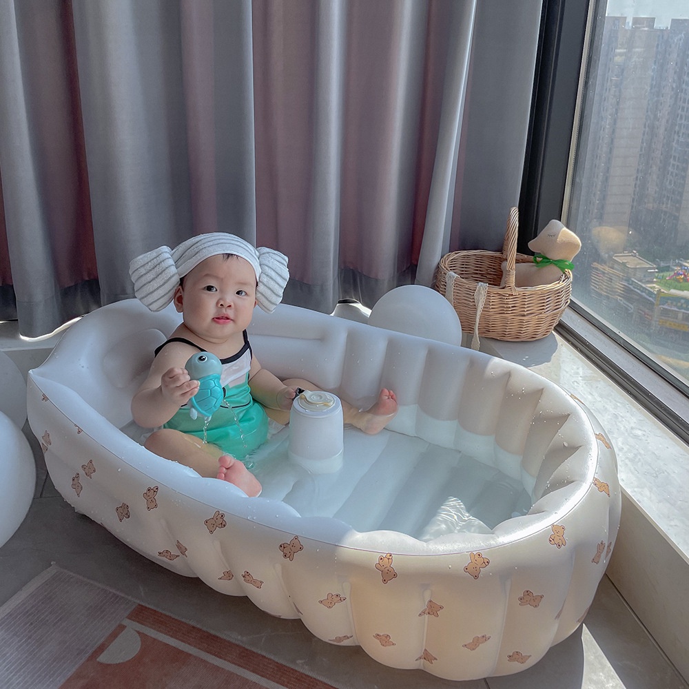 Multifunctional Baby Inflatable Baby Bathtub Cute Bear Foldable Baby  Bathtub Infant Bathtub Bathing Stool