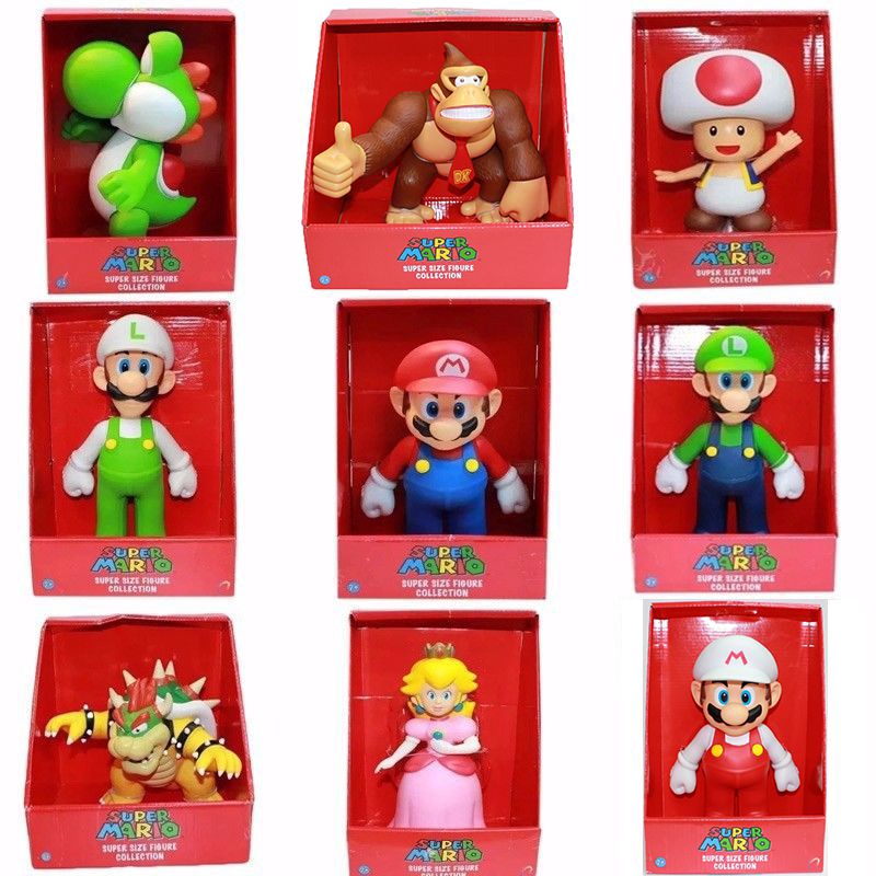 23cm Super Mario Bros Action Figures Toys Mario,Luigi,Yoshi Toad Model ...