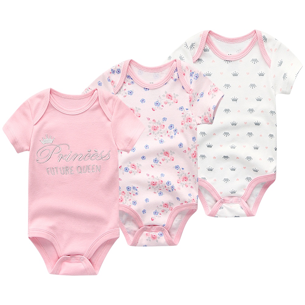 Kiddiezoom Pink Letters 3Pcs Baby Boy Jumpsuit Onesies Newborn Girl ...