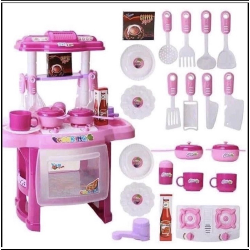 Pink kitchen store toy set