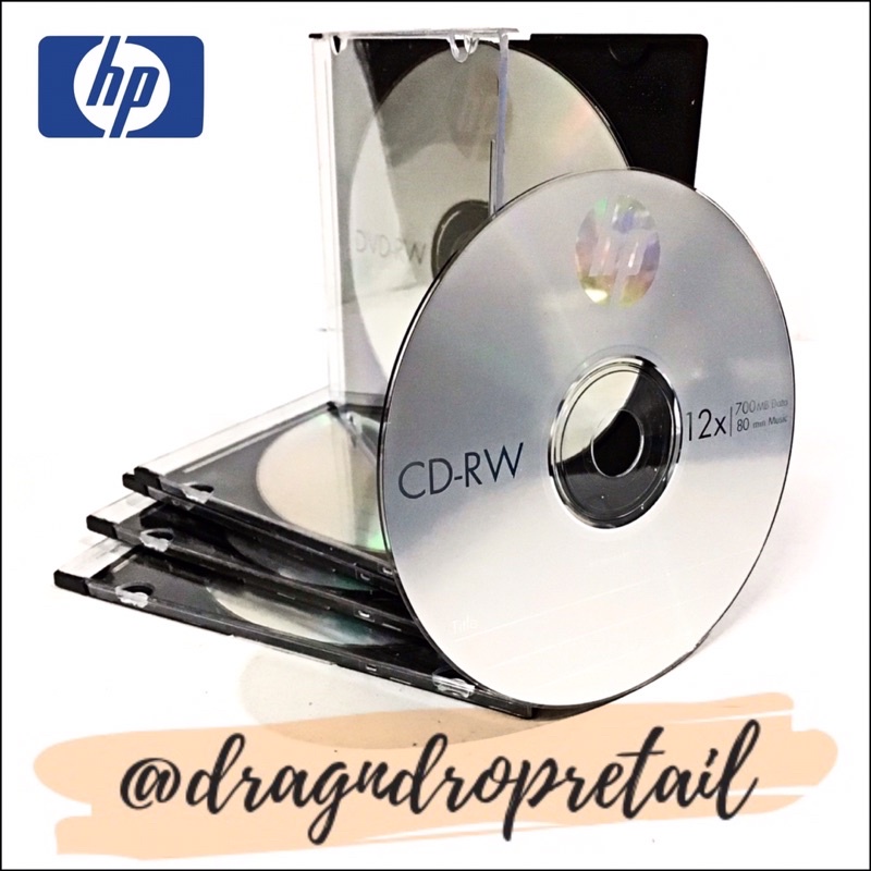 HP CD-RW CDRW CD RW 12X 700MB Rewritable Blank Disc with Slim Jewel ...