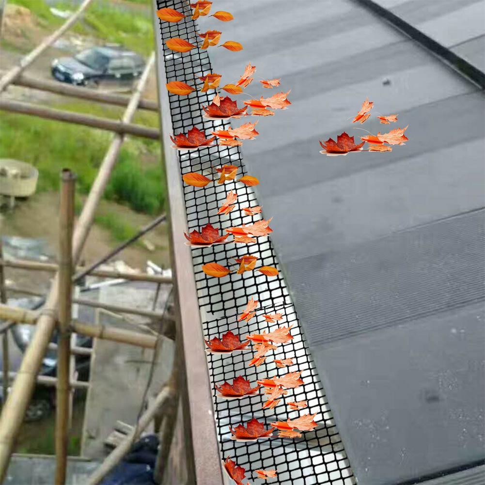 1Roll 600*15cm Black Gutter Mesh Debris Protector, Leaf Guard Gutters Cover with 12Pcs Fixed