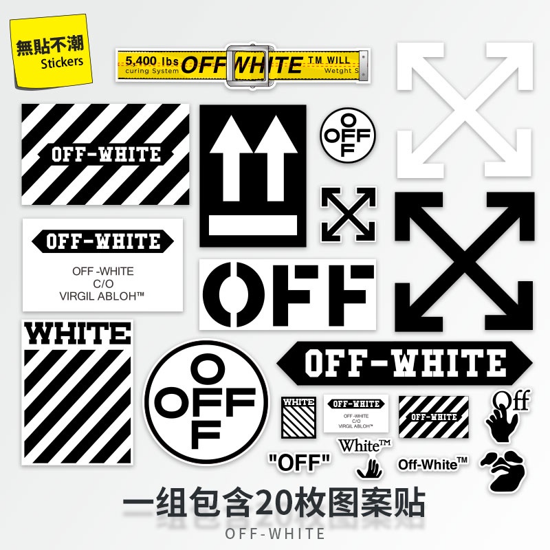 [stickers] 20 pieces/set off-white personality tide brand laptop ...