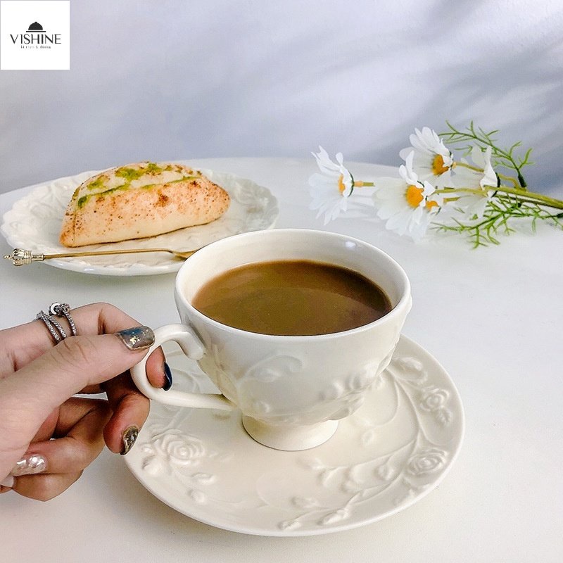 British Retro Palace Style Ceramic Coffee Cup And Saucer Set Rose ...