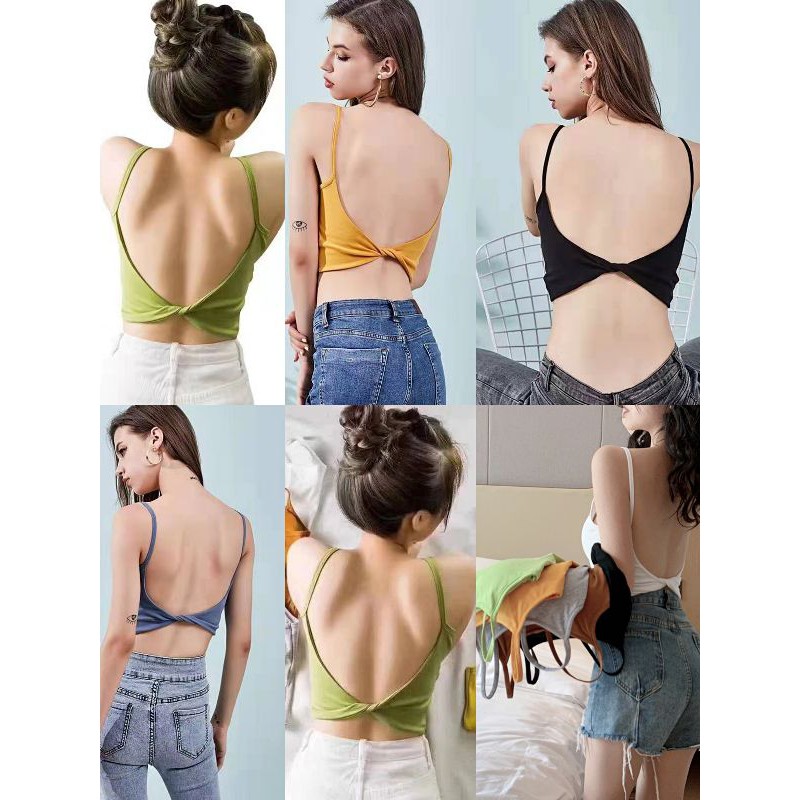 Women's Top Backless Bralette Cotton With Padding Backless Bralette Crop  Top