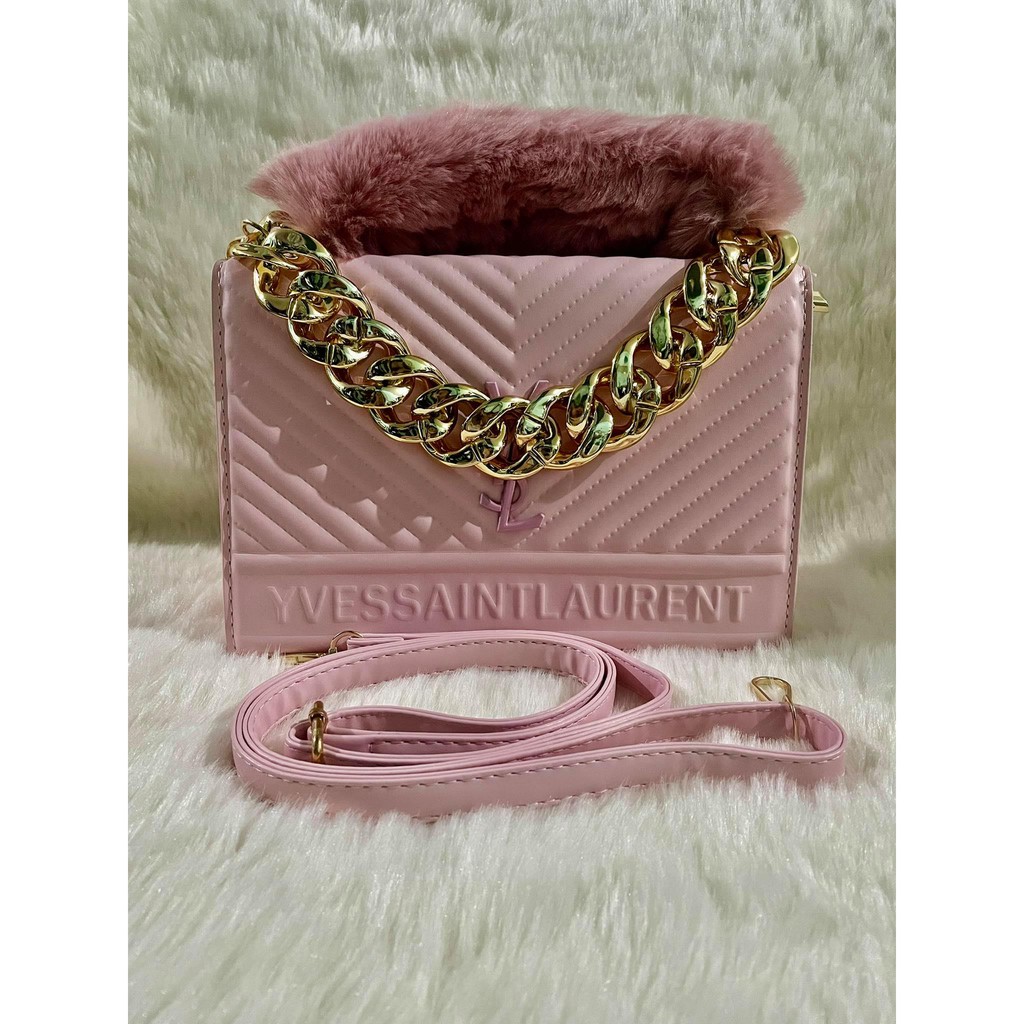 ysl purse fur