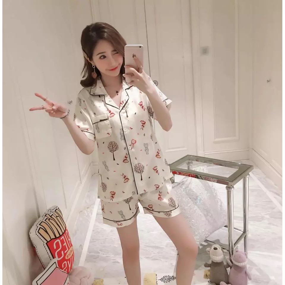 Qqs 2020 Pajamas Women Summer Ice Silk Korean Sexy Cardigan Short