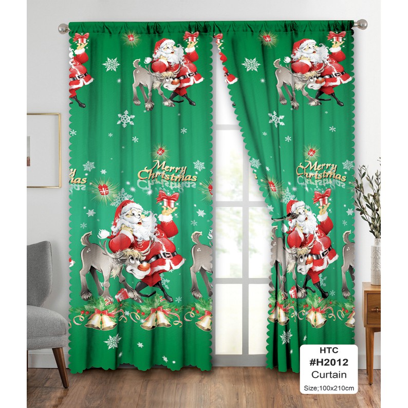 1PCS Christmas Party home living Curtain Home Decor Plain Santa Claus ...