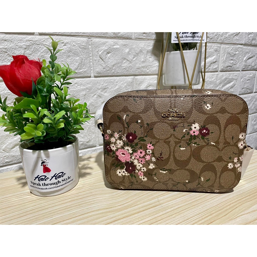COACH Mini Camera Bag In Signature Canvas With Evergreen Floral Print Shopee Philippines