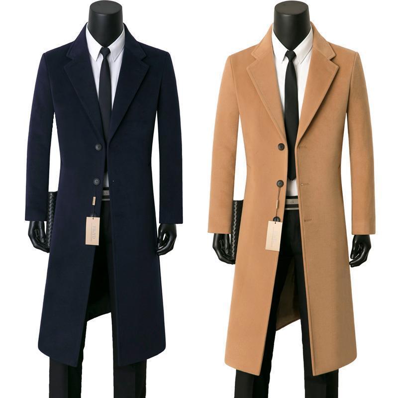 Trench Coat Men's Mid-Length Slim Korean Style Autumn and Winter2021New ...