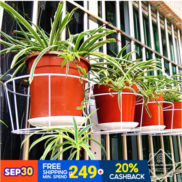 Mr.Dolphin #Garden Supplies Hanging Plant Iron Racks Balcony Round ...