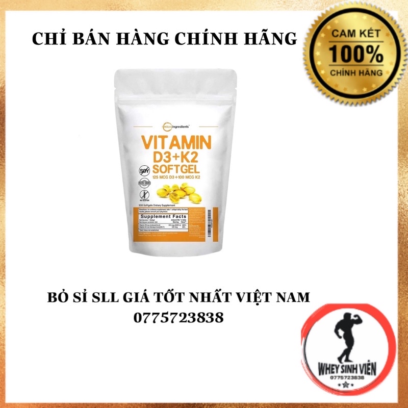 (Genuine) Micro Ingredients Vitamin D3 K2 Supplement 300 Tablets At