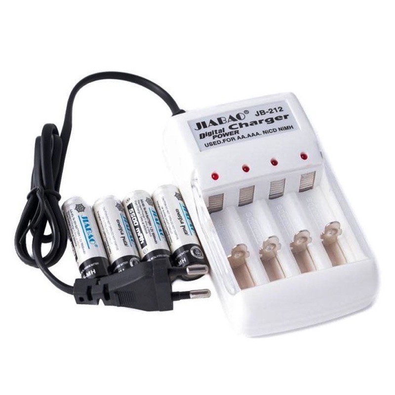 JB212 Battery Charger with FREE 4 Pcs 600mah AA Rechargeable Battery