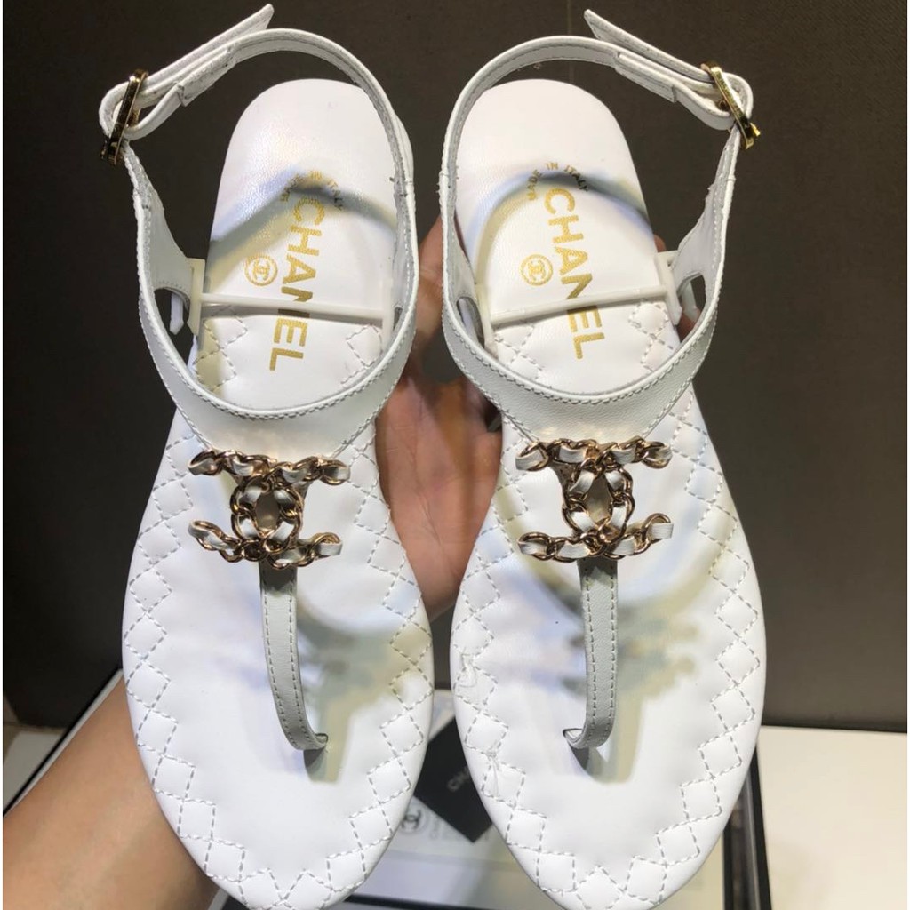 100 Original Chanel Flats White Women s Flats Sandals Shopee