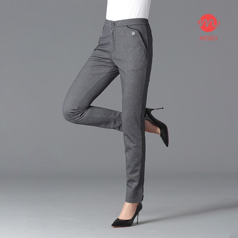 MOSO CHERRY Women's Office Slacks With Pocket Button Embedded Design ...