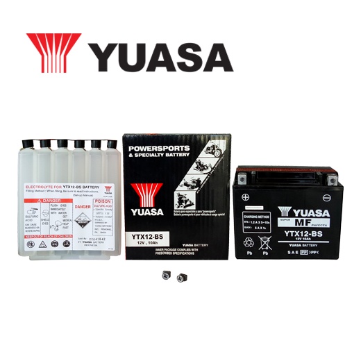 YUASA Ytx12-Bs Motorcycle Battery (12V-10Ah) Maintenance-Free With Separate  Acid