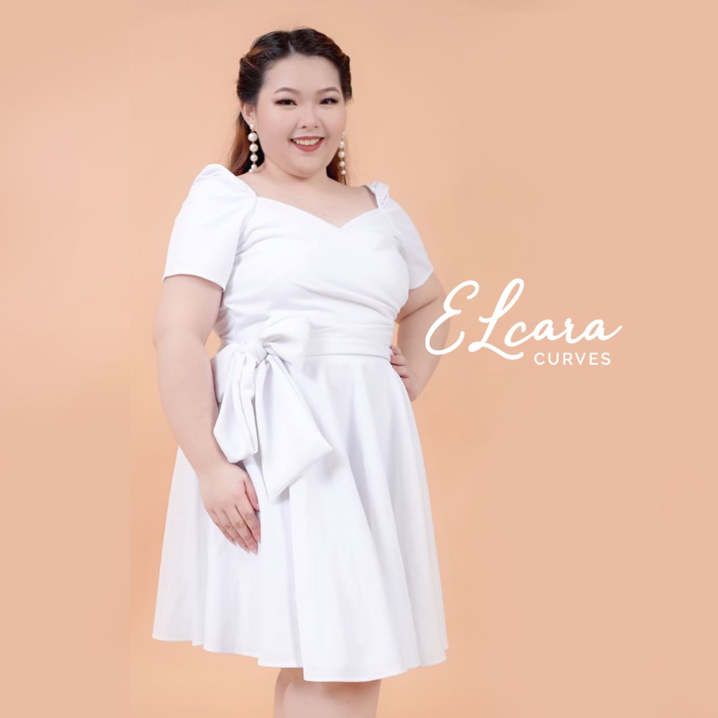 Plus size puff sleeve sales dress