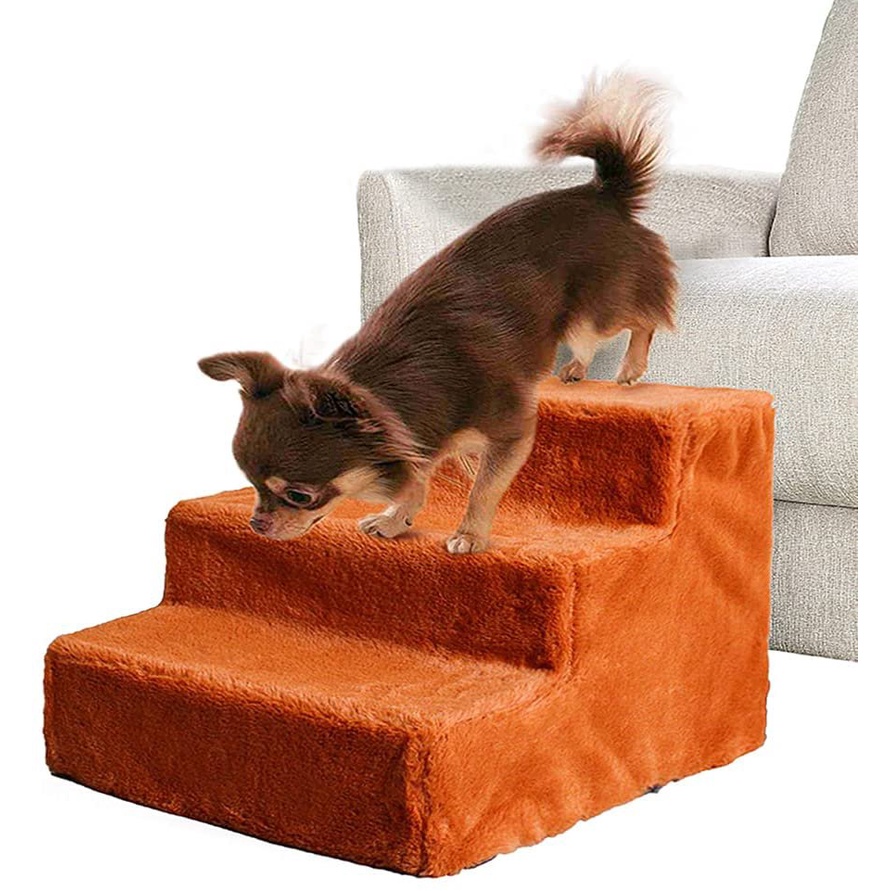 Dog Stairs Puppy Climbing Ladder Pet Dog Stairs 3 Steps/Stairs Brown to
