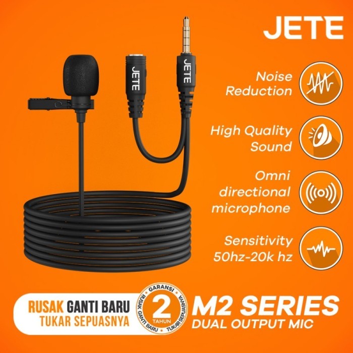Mic Clip On JETE M2 Dual Output Microphone External Cable Warranty