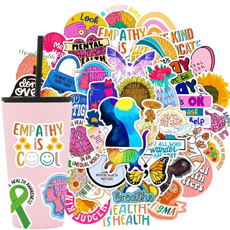 50pcs Mental Health Stickers Inspirational Vinyl Stickers for Laptop ...