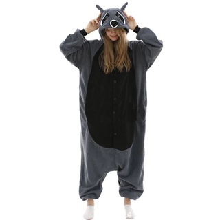 HKSNG Winter Adult Animal Mike Duck Onesies Shark Cat Fox Kigurumi Pajamas  Monkey Cartoon Costumes