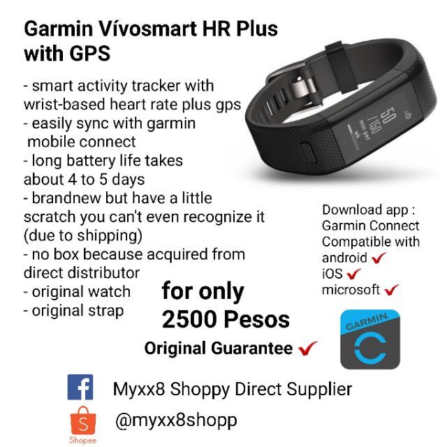 Garmin vivosmart outlet hr plus gps