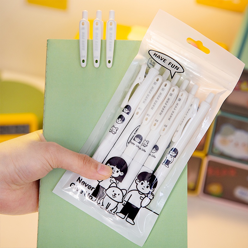 PenLab 6pcs Have Fun Gel Pens Cartoon Design 0.5mm Ballpoint Black ...