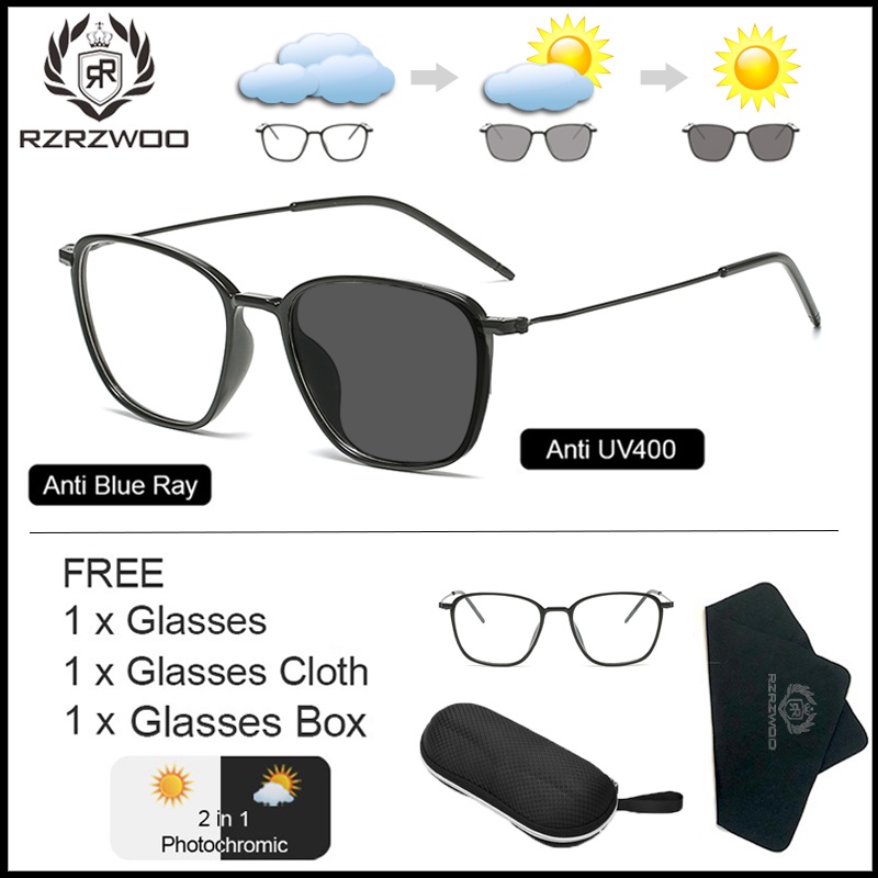 RZRZWOO Photochromic Eyeglasses Anti Radiation Sunglasses Anti UV400 ...