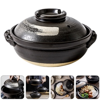 Clay Pot Ceramic Stew Pot Casserole Pot Korean Stone Bowl,Korean Cooking Pot,Donabe  Rice Cooker,Hand-Crafted Speckled Ceramic Pot Casserole,Dolsot Bibimbap  Bowl,Hot Pot for Cooking Dolsot Soup