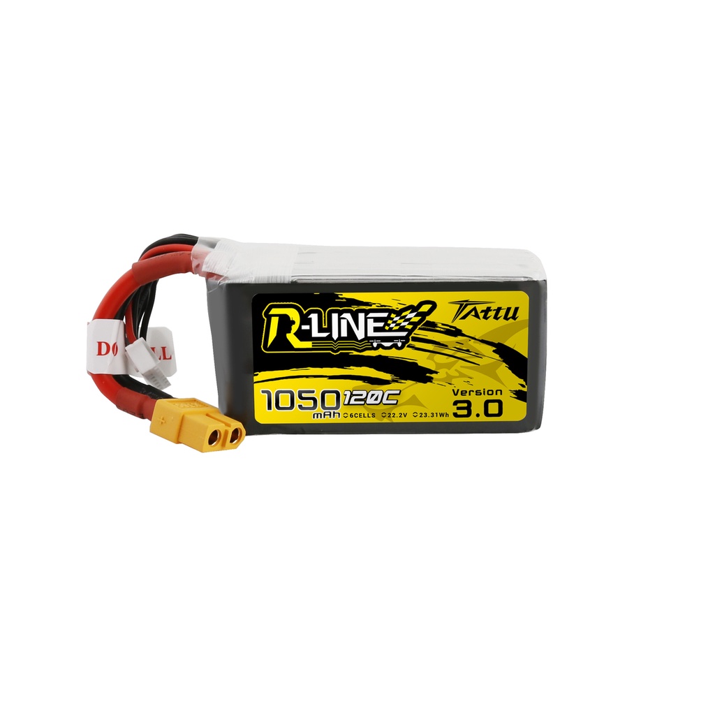 Tattu R-Line Version 3.0 1050mAh 22.2V 120C 6S1P Lipo Battery Pack With ...