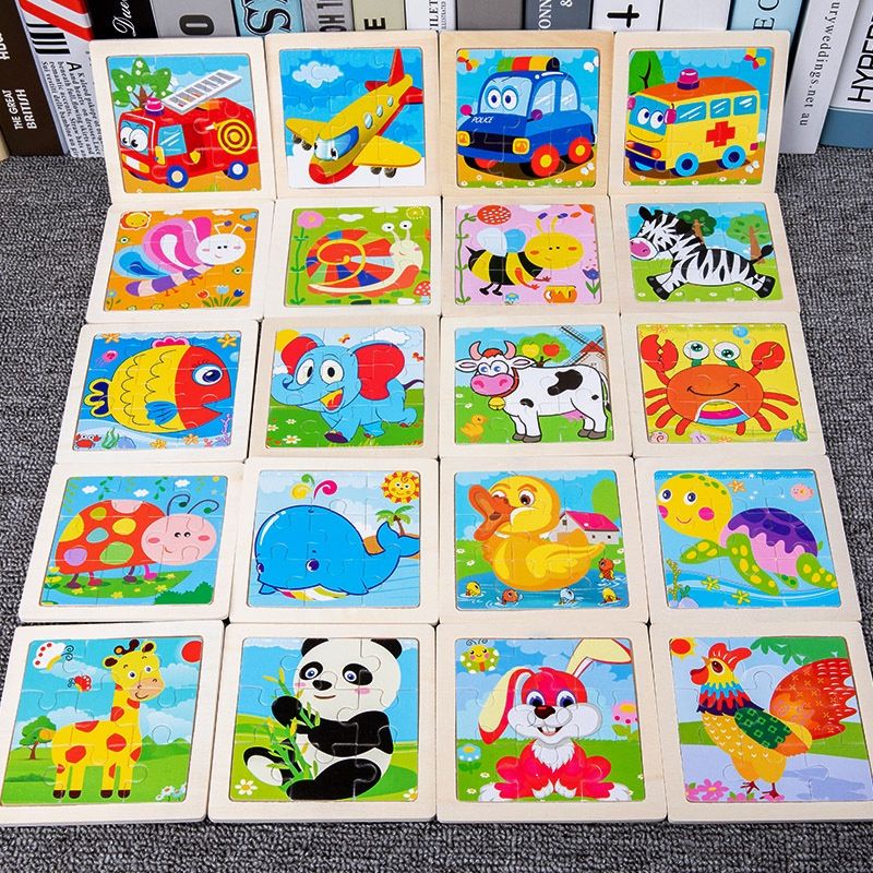 LL Wooden Cartoon Educational Montessori Jigsaw Puzzle Learning Toys