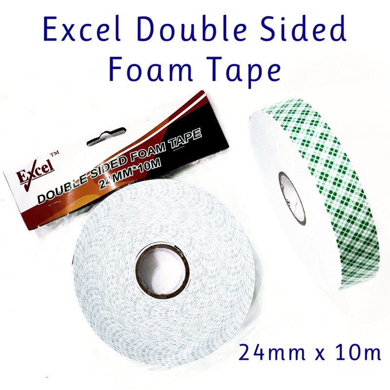Excel Double Sided Foam Tape 24mm X 10 meters per roll | Shopee Philippines