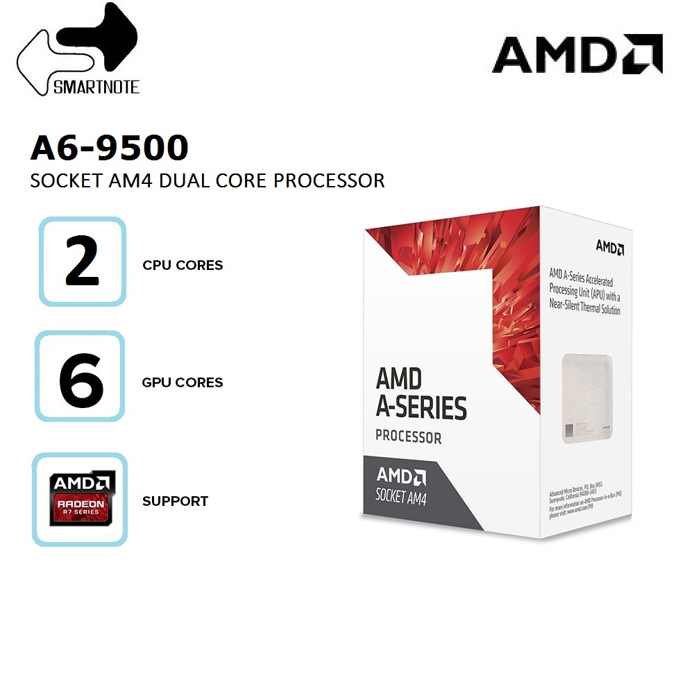 AMD A6-9500 Dual Core Socket Am4 3.5ghz Processor, Brand New The