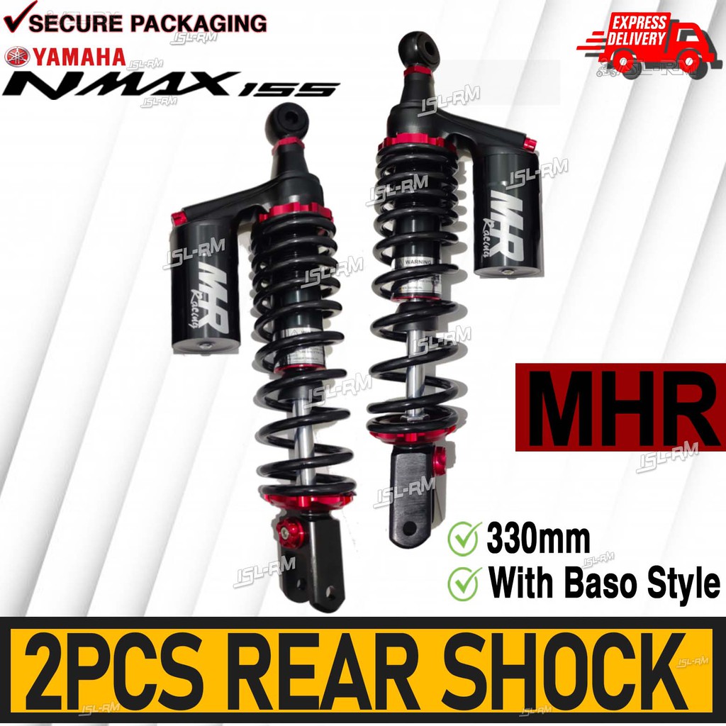 Yamaha NMAX 155 Rear shock absorber 2pcs with Baso style Black with Red