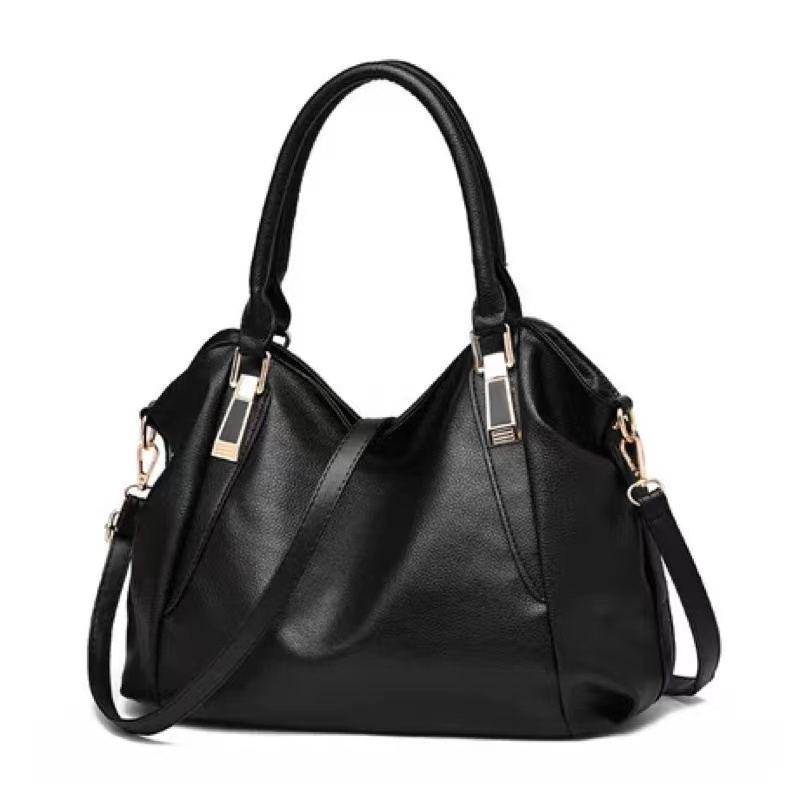 Casual Solid Color Handbag Large-capacity Soft Faux Leather Shoulder ...